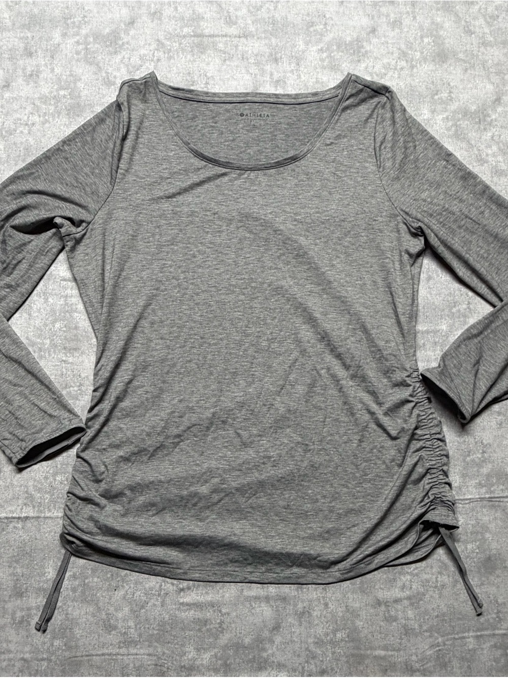 Athleta Women's Gray Heather Cinch Side Long Sleeve Top - Size L